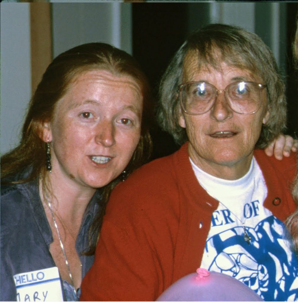 Mary Stefanazzi photographed with Elisabeth Kübler-Ross at her farm in Head Waters, Virginia, USA in 1991.